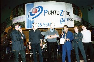 I 3 conduttori alla presentazione del palinsesto di Punto Zero Hit Radio Lugo 1998/99